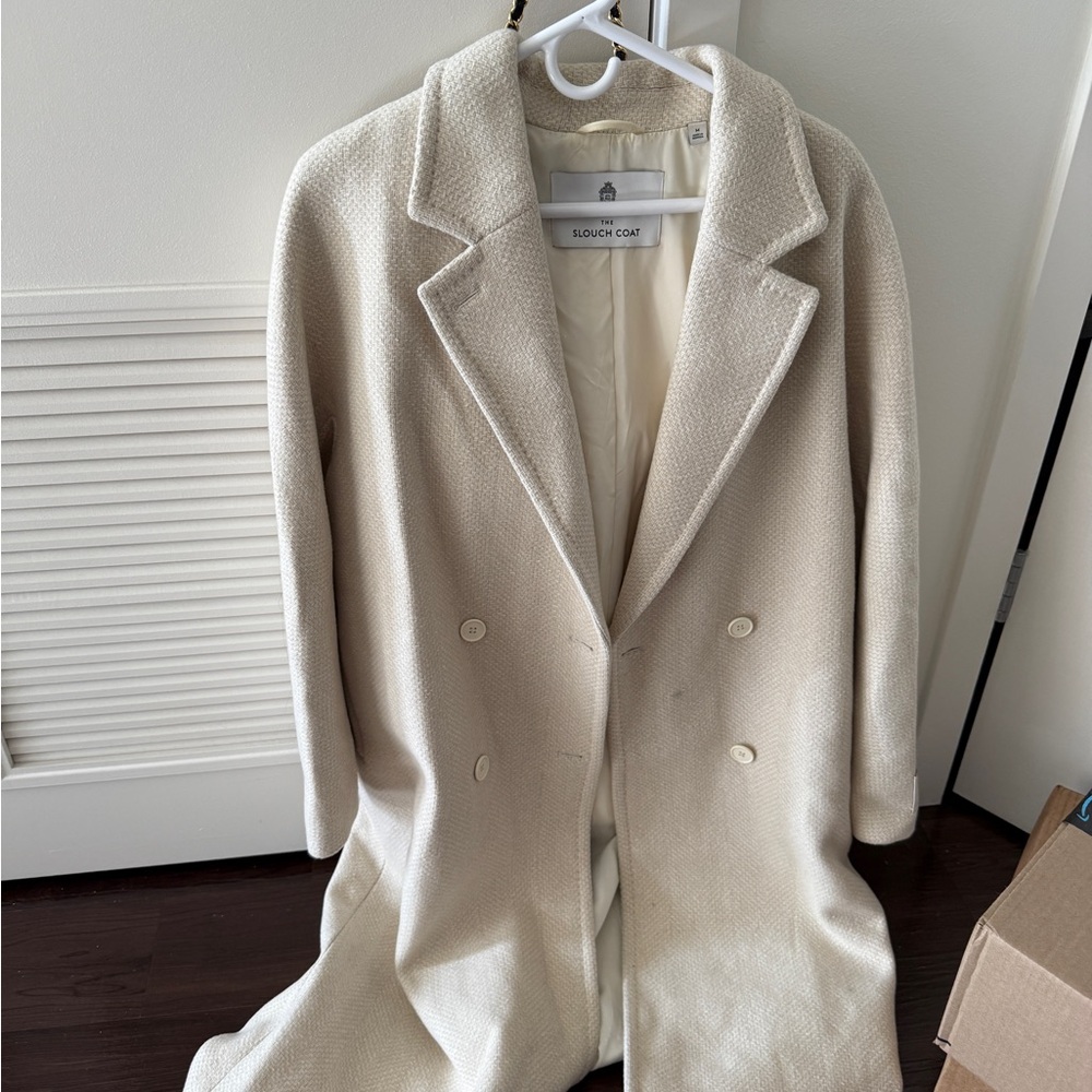 Aritzia The Slouch Coat (Cream Double-Breasted)